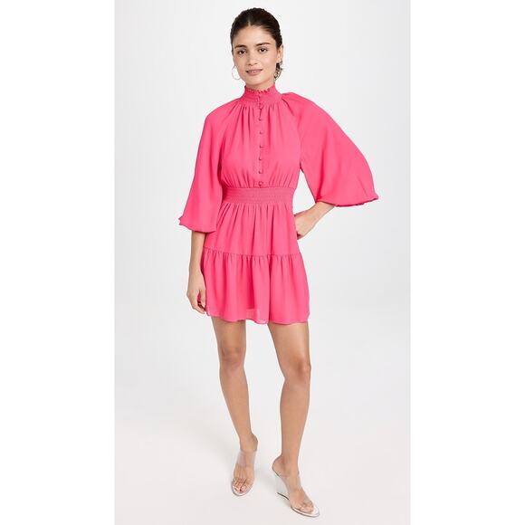 Alice & Olivia Long Sleeve Mini Dress Wild Pink Size 2 - Picture 1 of 5